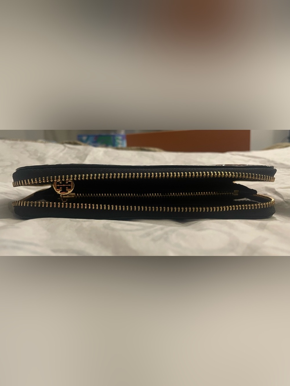 Tory Burch Embossed Patent Leather Wallet in Black - Picture 7 of 15
